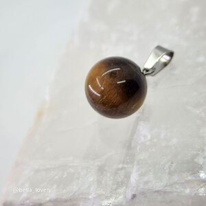 Tiger's Eye Crystal Stone Ball Pendants Prism Handmade .97" Hippie Healing